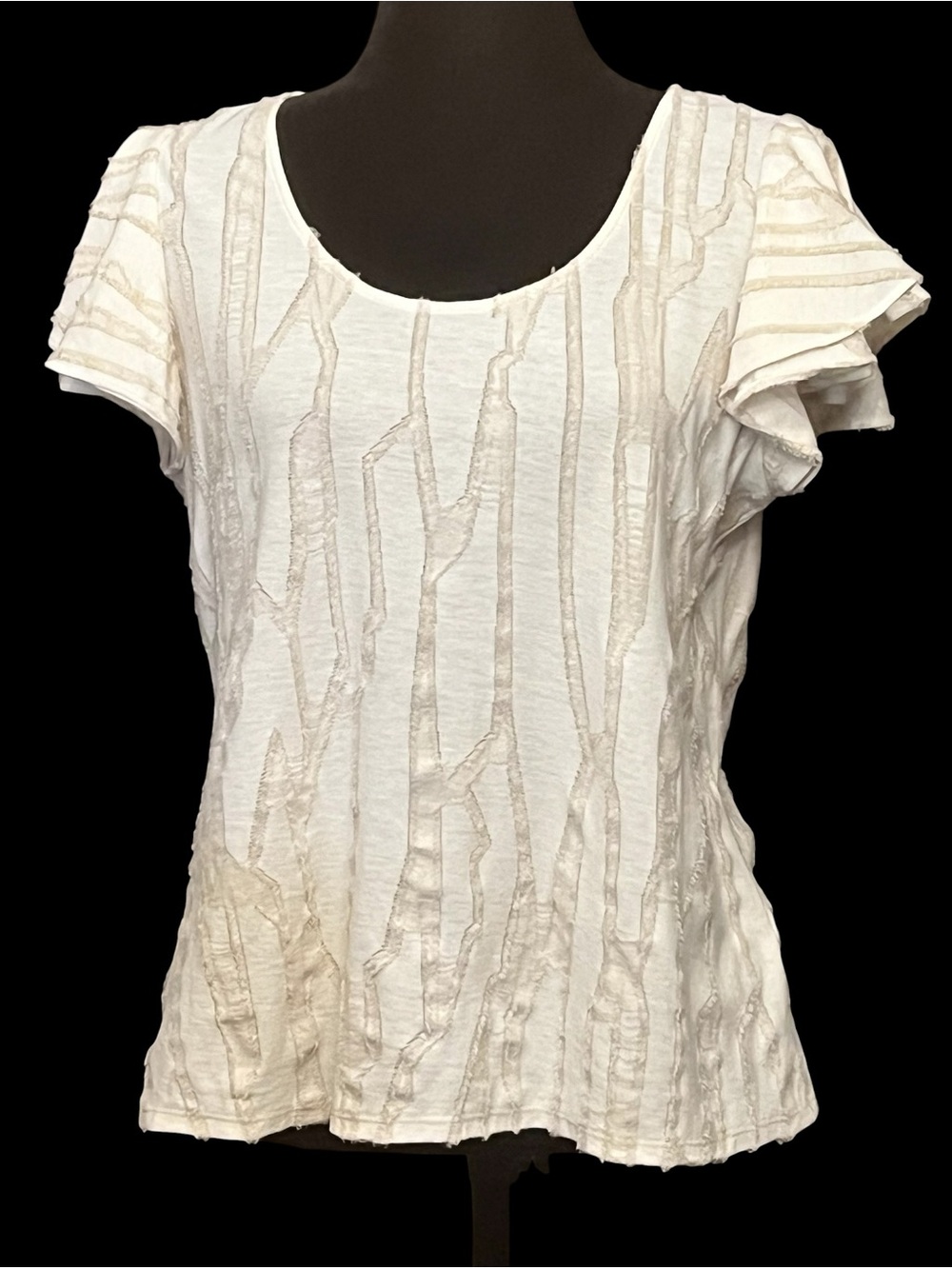 Dolan Left Coast for Anthropologie White Textured Flutter Sleeve Top L